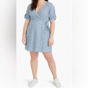 Madewell Blue Gingham Wrap Dress sz 3X